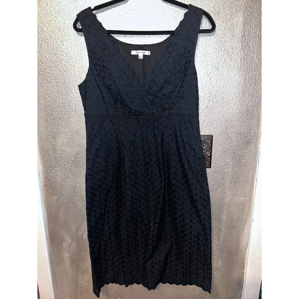LK Bennett Scandi Old Money RomCom Black Lace Sleeveless  V-neck Dress